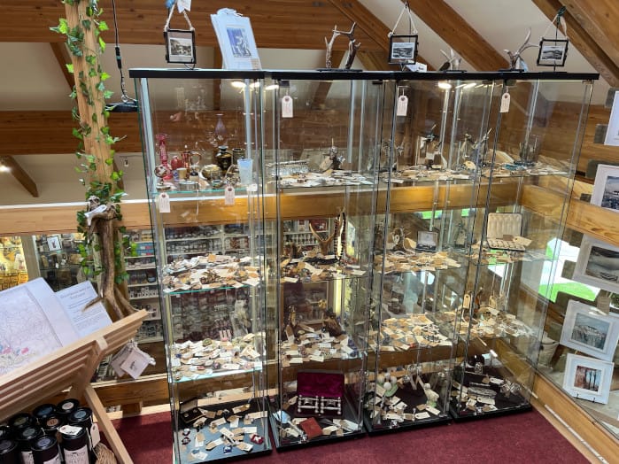 Glass cabinets with jewellery
